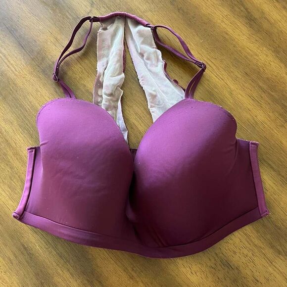Victoria's Secret Dream Angels Lined Demi Bra Racerback Dark Raspberry 32D - Picture 1 of 8